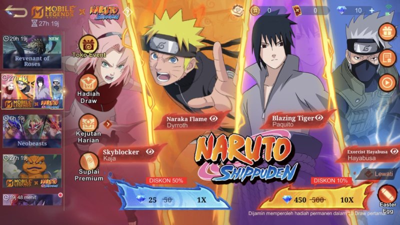 mobile legend x naruto